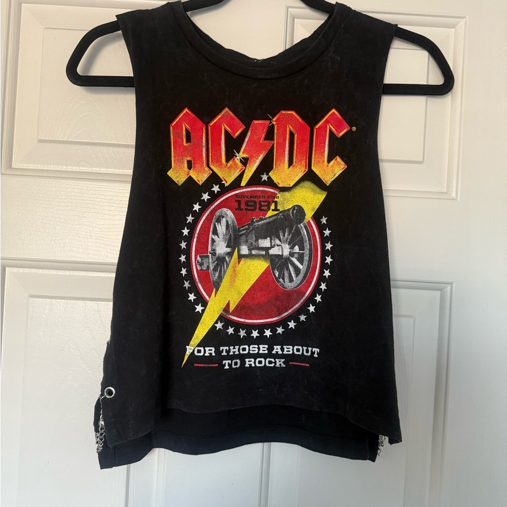 Forever 21 Black and Yellow AC/DC Graphic Tank Top